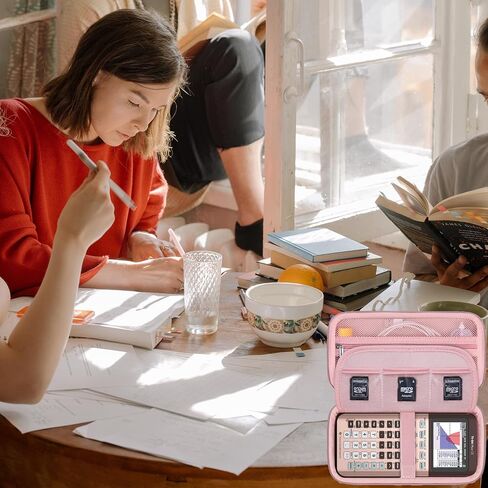 حقيبة سفر صلبة من Supmay لجهاز Texas Instruments TI-84 Plus CE/TI-84 Plus/TI-83 Plus CE، آلة حاسبة للرسوم البيانية الملونة، حامل تخزين مع جيوب شبكية لكابل الشاحن، دليل المستخدم والمزيد، ذهبي وردي in Kuwait