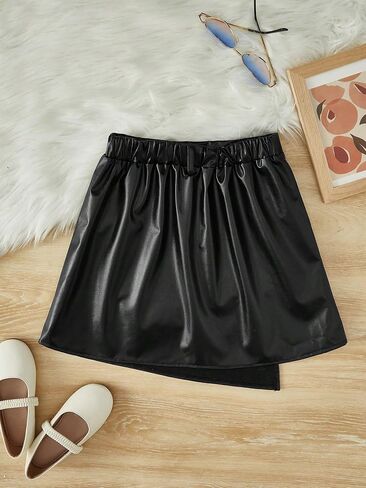 Verdusa Girl's Button Front PU Leather Asymmetrical Short A Line Skirt in Saudi Arabia