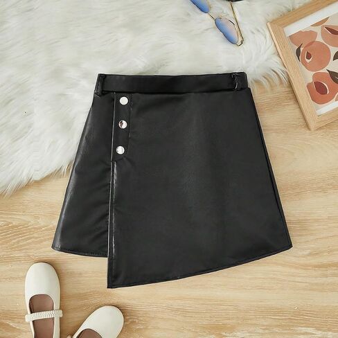 Verdusa Girl's Button Front PU Leather Asymmetrical Short A Line Skirt in Saudi Arabia