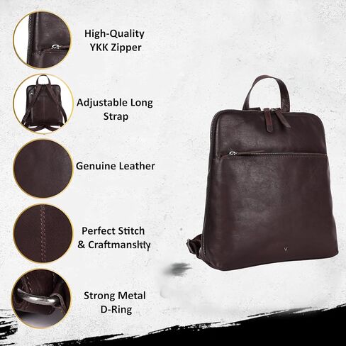 Genuine Leather Backpack for Women - 12.5 Inch with Adjustable Shoulder Strap - Stylish and Durable (Tan) in Saudi Arabia