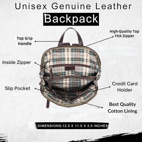 Genuine Leather Backpack for Women - 12.5 Inch with Adjustable Shoulder Strap - Stylish and Durable (Tan) in Saudi Arabia