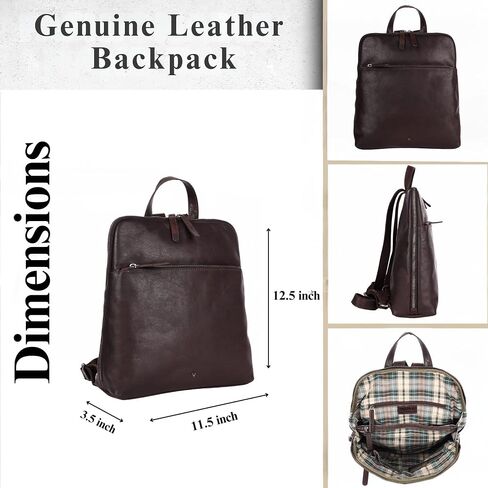Genuine Leather Backpack for Women - 12.5 Inch with Adjustable Shoulder Strap - Stylish and Durable (Tan) in Saudi Arabia