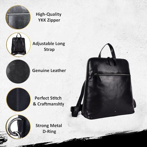 Genuine Leather Backpack for Women - 12.5 Inch with Adjustable Shoulder Strap - Stylish and Durable (Tan) in Saudi Arabia