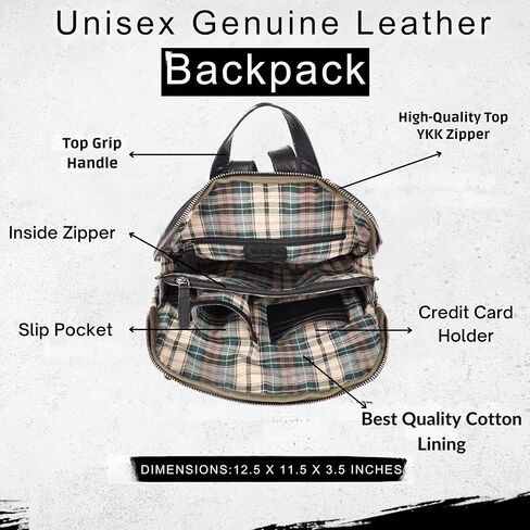 Genuine Leather Backpack for Women - 12.5 Inch with Adjustable Shoulder Strap - Stylish and Durable (Tan) in Saudi Arabia