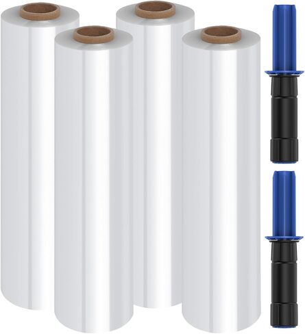 FugaCity Stretch Wrap Film-15 IN 1000 FT 60 Gauge (2 Roll with Handles) Shrink Wrap for Furniture Wrapping Shipping, Moving Supplies Clear Plastic Wrap, Heavy Duty Industrial Strength,500% Stretch in Saudi Arabia