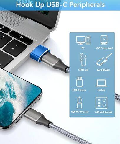 Basesailor USB to USB C Adapter with C Male to 3.0 Female Charger 4P,Thunderbolt 4 to Type A OTG Converter for MacBook,iPhone 14 13 12 Pro Max,Apple iWatch 8 7 SE,iPad 10 Air 4 5 Mini 6,Galaxy S23 S22 in Saudi Arabia