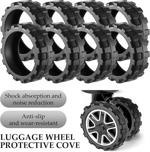 8 Pack Luggage Wheel Protectors Silicone Material Luggage Wheel Covers Suitcase Wheel Covers Suitable For Luggage Travel Suitcase Wheels Protection And Noise Reduction (Black) in Saudi Arabia