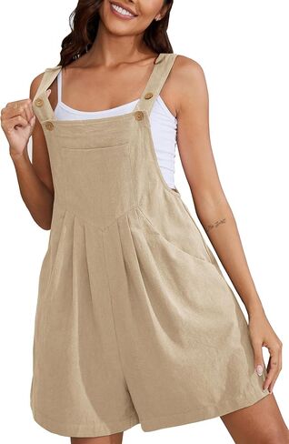 Women's Short Overalls Summer Casual Adjustable Strap Loose Linen Short Bib Overalls Jumpsuit Rompers in Saudi Arabia