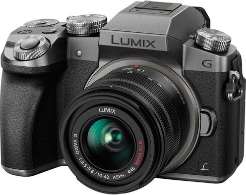 Panasonic LUMIX G7 4K Digital Camera, with LUMIX G VARIO 14-42mm Mega O.I.S. Lens, 16 Megapixel Mirrorless Camera, 3-Inch LCD, DMC-G7KK (Black) in Kuwait