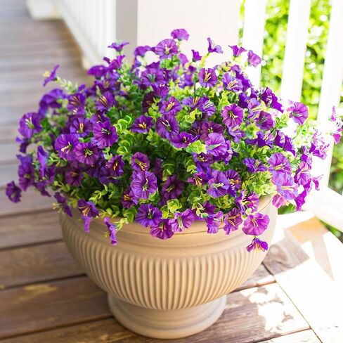 Artificial Plants for Outdoors Outside Spring Summer Decoration, 12 Bundles Faux Eucalyptus Leaves Stems Bulk Fake Greenery Branches Look Real UV Resistant for Home Porch Patio Planter Yard in Saudi Arabia