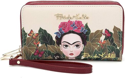Frida Kahlo Cartoon Around Zip Wallet with Wristlet in Saudi Arabia