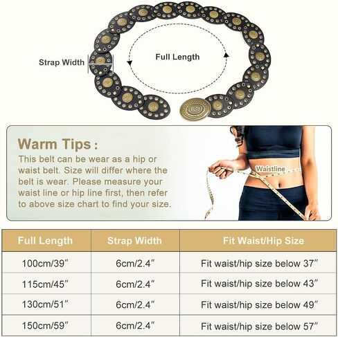 Wide Disc Belt for Women Leather Oval Belt Western Vintage Waist Belts in Kuwait