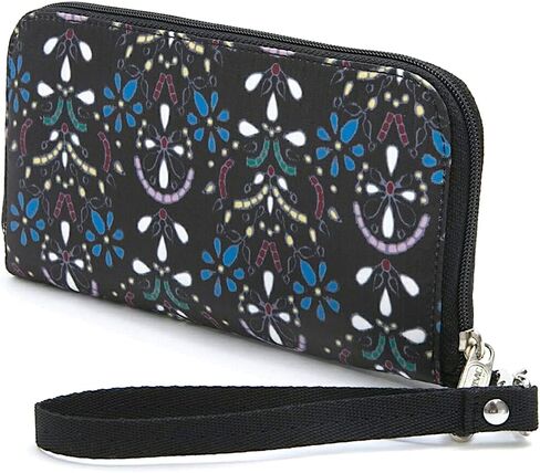 محفظة معصم LeSportsac Cloistered Jewels Tech، بسحاب حول المحفظة/حزام معصم قابل للفصل، يحمل الهاتف الخلوي، طراز 3462/لون E469، بلاط فني فسيفساء بشعار ملون وزخارف زهور in Kuwait