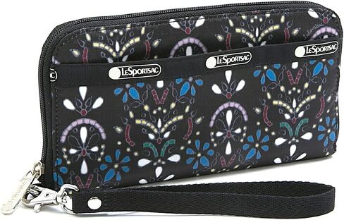 محفظة معصم LeSportsac Cloistered Jewels Tech، بسحاب حول المحفظة/حزام معصم قابل للفصل، يحمل الهاتف الخلوي، طراز 3462/لون E469، بلاط فني فسيفساء بشعار ملون وزخارف زهور in Kuwait