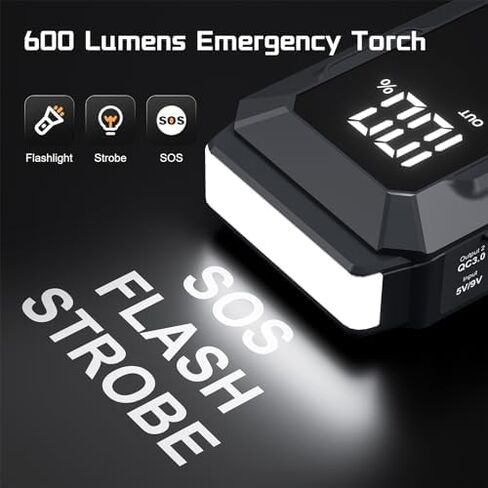 Jump Starter 5000A Peak Car Battery Jump Starter, 12V Jump Start Battery Pack up to All Gas or 10L Diesel Engine Battery Jump Box with 3" LCD Display Power Bank/Dual Output/LED Light in Kuwait