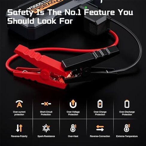 Jump Starter 5000A Peak Car Battery Jump Starter, 12V Jump Start Battery Pack up to All Gas or 10L Diesel Engine Battery Jump Box with 3" LCD Display Power Bank/Dual Output/LED Light in Kuwait
