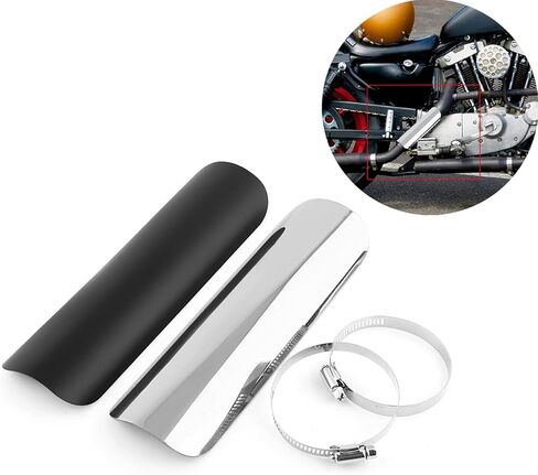 Exhaust Pipe Heat Shield, Metal steel Motorcycle Exhaust Pipe Heat shield Universal Motorbike Cover Guard Muffler Staight Cover for Motorcycle(black) in Saudi Arabia