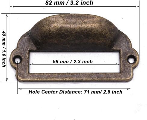 16 قطعة 82x40 مللي متر حامل بطاقة برونزية عتيقة درج سحب مقبض الإطار لخزانة أثاث المكاتب in Kuwait