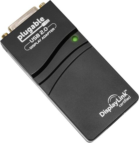 Plugable USB 2.0 to DVI, VGA, or HDMI Video Graphics Adapter for Multiple Monitors up to 1920x1080 Supports Windows 11, 10, 8.1, 7, XP, Mac, and ChromeOS in Kuwait