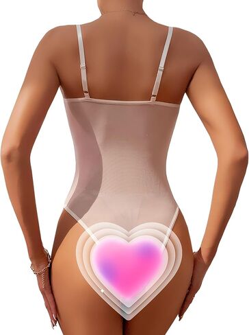 Lilosy Sexy Strappy Wireless Mesh Sheer Babydoll Lingerie Women Teddy Bodysuit Corset Bustier Nightgown Nightshirt See Through One Piece Light Pink Medium in Saudi Arabia