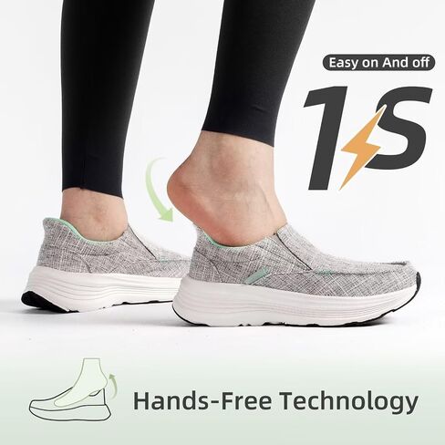 OrthoComfoot Women's Orthopedic Slip On Loafers: Comfortable Orthotic Walking Shoes with Arch Support for Plantar Fasciitis, Canvas Thick Sole Loafers for Foot and Heel Pain Relief in Saudi Arabia