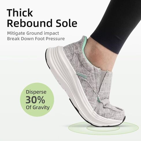 OrthoComfoot Women's Orthopedic Slip On Loafers: Comfortable Orthotic Walking Shoes with Arch Support for Plantar Fasciitis, Canvas Thick Sole Loafers for Foot and Heel Pain Relief in Saudi Arabia