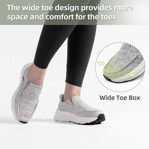 OrthoComfoot Women's Orthopedic Slip On Loafers: Comfortable Orthotic Walking Shoes with Arch Support for Plantar Fasciitis, Canvas Thick Sole Loafers for Foot and Heel Pain Relief in Saudi Arabia