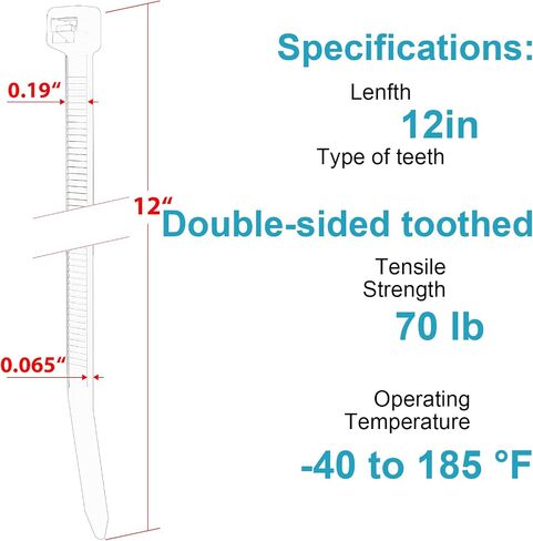 12 Inch Zip Ties Double Sided Toothed (Bulk 1000 Pack),85 LBS Tensile Strength Heavy Duty Cable Wire Ties With Self-Locking Adjustable More Durable Nylon Tie Wraps for Indoor Outdoor in Kuwait