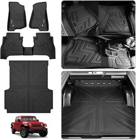 Bed Mat Compatible with 2019-2024 Jeep Gladiator JT 5FT, All Weather Truck Bed Mat TPE Pickup Bed Liner for 2023 2024 Jeep Gladiator Accessories in Saudi Arabia