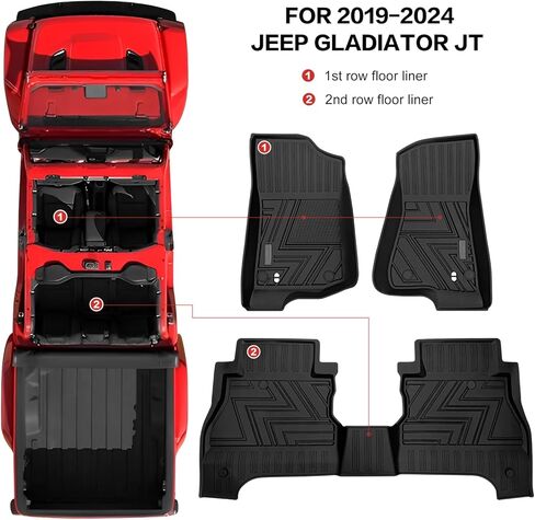 حصيرة سرير متوافقة مع 2019-2024 Jeep Gladiator JT 5FT، حصيرة سرير شاحنة لجميع الأحوال الجوية TPE Pickup Bed Liner لملحقات Jeep Gladiator 2023 2024 in Kuwait