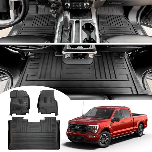 حصيرة أرضية مع حصيرة سرير شاحنة تناسب 2015-2024 Ford F-150 Truck Bed Liner 5.5FT سرير قصير بطانة أرضية للحماية من جميع الأحوال الجوية لملحقات 2024 F150 (غير مناسبة للمقعد الخلفي مع مساحة تخزين مسطحة قابلة للطي) in Saudi Arabia
