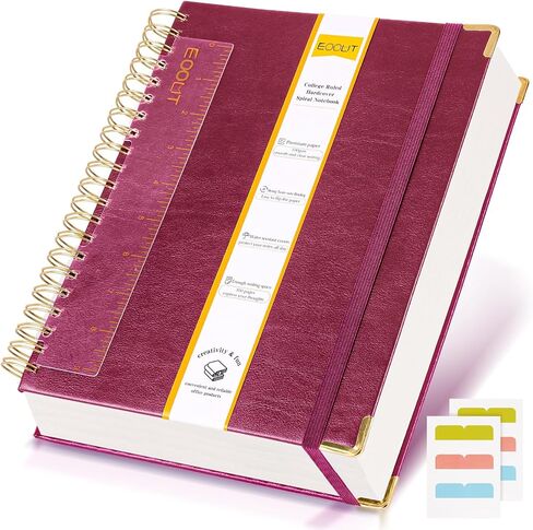 EOOUT Spiral Notebook 8.5"x 11" Hardcover Notebook, A4 300 Pages Large Pink Spiral Notebook for Women Men College Ruled Journal with 100GSM Thick Paper for Work School Note Taking(Pink) in Saudi Arabia