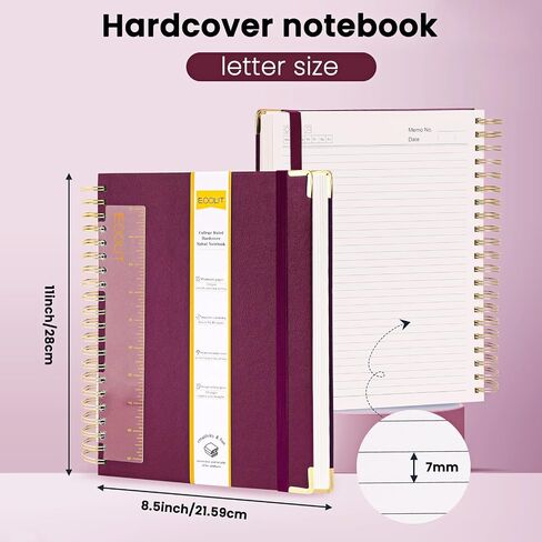 EOOUT Spiral Notebook 8.5"x 11" Hardcover Notebook, A4 300 Pages Large Pink Spiral Notebook for Women Men College Ruled Journal with 100GSM Thick Paper for Work School Note Taking(Pink) in Saudi Arabia