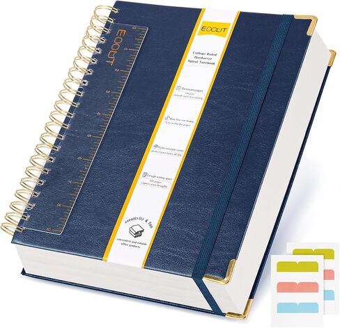 مجلة EOOUT Spiral Notebook مقاس 8.5 بوصة × 11 بوصة، A4 300 صفحة بغلاف جلدي مبطن للنساء، دفاتر ملاحظات جامعية مع ورق سميك 100 جرام في المتر المربع، مجلة حلزونية لمدرسة العمل (وردي) in Saudi Arabia