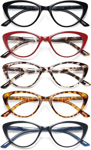 EYEURL Reading Glasses for Women 5 Pack Fashion Cat Eye Reading Glasses, Men Blue Light Blocking Readers with Spring Hinges Computer reading glasses.0.0 in Saudi Arabia