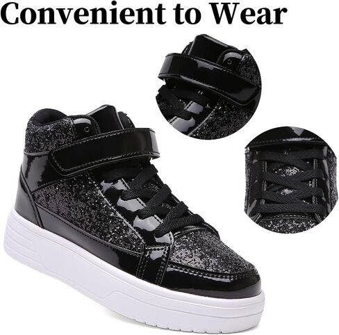 Nihaoya Unisex Kids High Top Sneakers Fashion Glitter Girls Running Shoes Casual Athletic Party Toddler Boys Tennis Shoes in Saudi Arabia