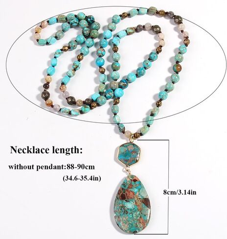 Boho Necklaces for Women/Men Trendy,24/32/35/36 Inch Natural Stone Beaded Long Pendant Necklaces for Womens,Handmade Bohemian Fashion Chakra Chunky Statement Charm Necklace Jewelry Gift in Saudi Arabia
