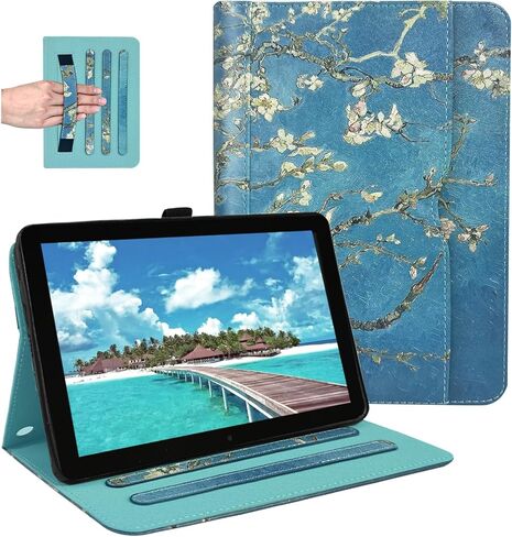 Grifobes Case [Only for 2024/2022/2020 Released 12th/10th Generation] Fire HD 8/8 Plus, Premium PU Leather Folio Auto Wake/Sleep Cover with Hand Strap/Stylus Holder, Black/Brown in Kuwait