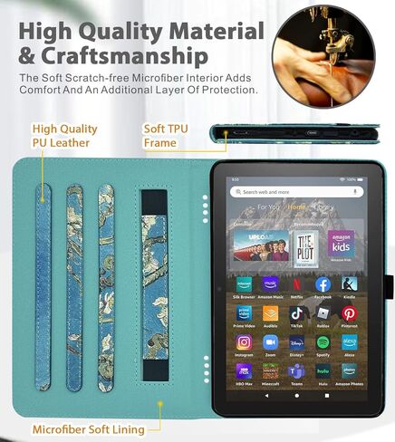 Grifobes Case [Only for 2024/2022/2020 Released 12th/10th Generation] Fire HD 8/8 Plus, Premium PU Leather Folio Auto Wake/Sleep Cover with Hand Strap/Stylus Holder, Black/Brown in Kuwait