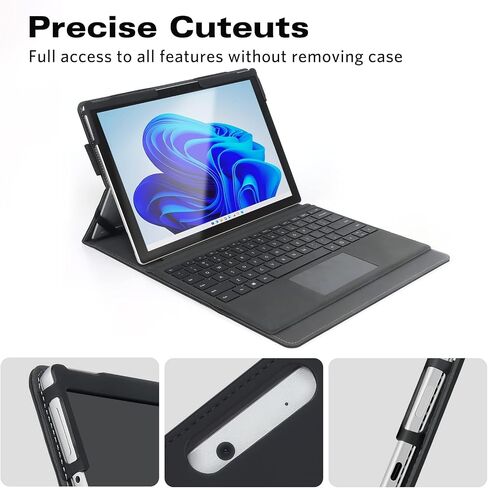 CoBak Case for Surface Pro 11 / Pro 10 / Pro 9 - Crystal Clear Transparent Back Cover, Shockproof Folio Rugged Case, Fits Keyboard and Kickstand in Saudi Arabia