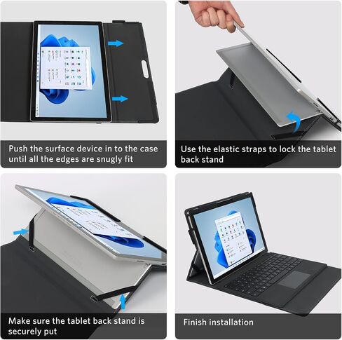 CoBak Case for Surface Pro 11 / Pro 10 / Pro 9 - Crystal Clear Transparent Back Cover, Shockproof Folio Rugged Case, Fits Keyboard and Kickstand in Saudi Arabia