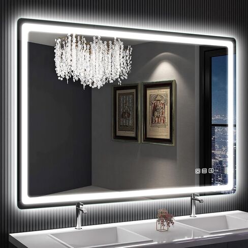 SBAGNO 28x40 LED-Bathroom-Mirror-with-Bluetooth, Dimmable-Lighted-Bathroom-Vanity-Mirror-with-3-Colors，Backlit + Front Lit, Memory Function, Anti-Fog, Tempered Glass, Horizontal/Vertical in Saudi Arabia