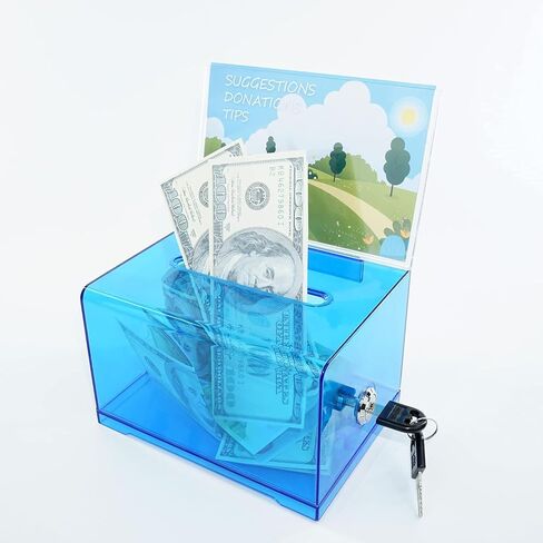 Voting Box Donation Box with Lock and Bracket - Secure Suggestion Box, Perfect for Business Cards (6.2 "x 4.1" x2.4 x4) (1 Piece Black) in Saudi Arabia
