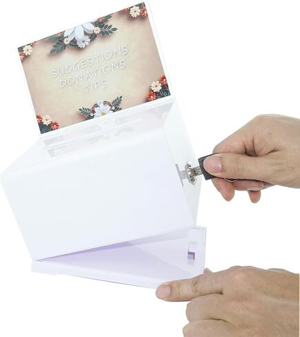 Voting Box Donation Box with Lock and Bracket - Secure Suggestion Box, Perfect for Business Cards (6.2 "x 4.1" x2.4 x4) (1 Piece Black) in Saudi Arabia
