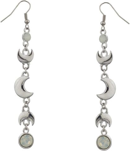 إكسسوارات لوكس أقراط متدلية على شكل هلال فضي اللون وحجر أوبال أبيض in Kuwait