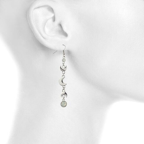 إكسسوارات لوكس أقراط متدلية على شكل هلال فضي اللون وحجر أوبال أبيض in Kuwait