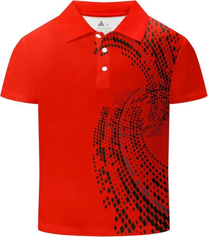 Boys Printed Polo Shirt Short Sleeve Stylish Moisture Wicking UPF 30+ Performance Golf Shirts 7-16 Years in Saudi Arabia