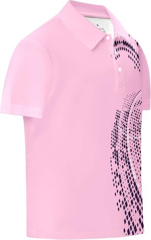 قميص بولو مطبوع للأولاد بأكمام قصيرة أنيق ماص للرطوبة بعامل حماية من الأشعة فوق البنفسجية 30+ قمصان جولف للأداء من 7 إلى 16 سنة in Kuwait