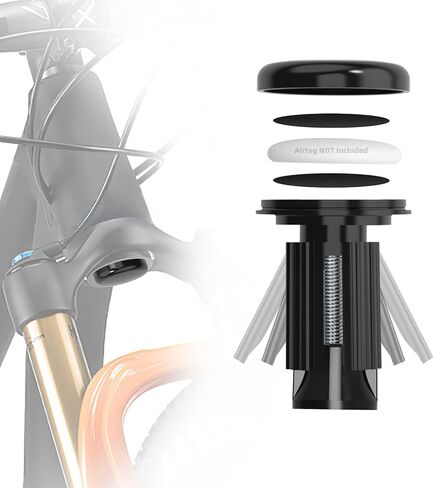 NICEDACK Airtag Bike Mount مخفي، حماية ضد السرقة للدراجة الجبلية AirTag، حامل دراجة هوائي مقاوم للماء، مناسب لجميع دراجات MTB مع حجم سماعة الرأس 31.8 مم in Kuwait