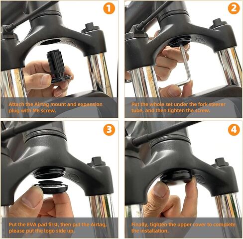 NICEDACK Airtag Bike Mount مخفي، حماية ضد السرقة للدراجة الجبلية AirTag، حامل دراجة هوائي مقاوم للماء، مناسب لجميع دراجات MTB مع حجم سماعة الرأس 31.8 مم in Kuwait